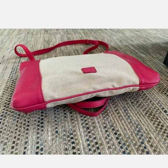 Fossil Explorer Red and Tan Messenger Canvas Crossbody Tote NWOT - Picture 8 of 13